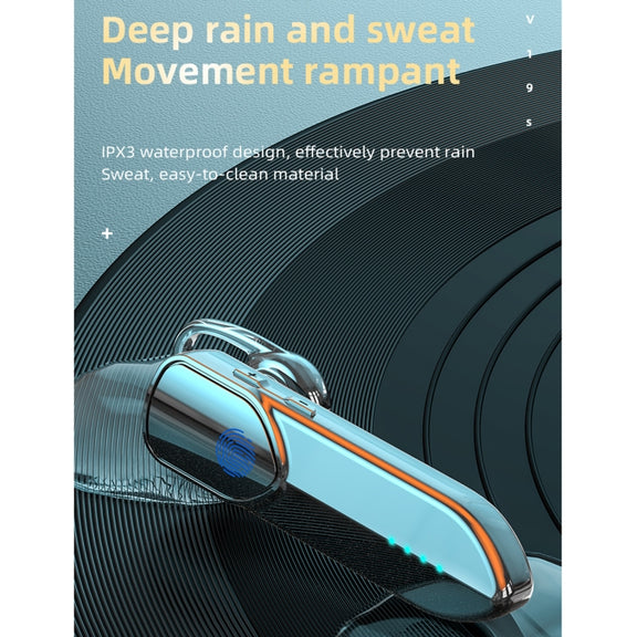 V19S Bluetooth 5.0 Business Style Fingerprint Touch Bluetooth Earphone(Blue)