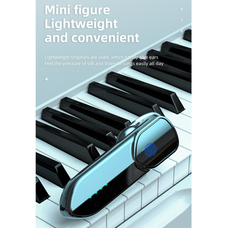 V19S Bluetooth 5.0 Business Style Fingerprint Touch Bluetooth Earphone(Silver)