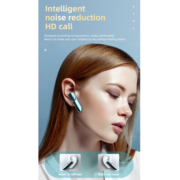 V19S Bluetooth 5.0 Business Style Fingerprint Touch Bluetooth Earphone(Blue)