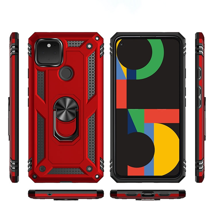 For Google Pixel 5 Shockproof TPU + PC Protective Case with 360 Degree Rotating Holder(Black)