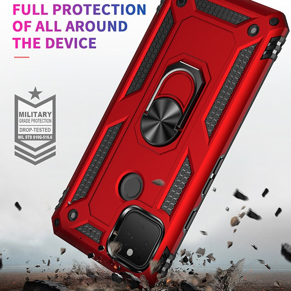 For Google Pixel 5 Shockproof TPU + PC Protective Case with 360 Degree Rotating Holder(Black)