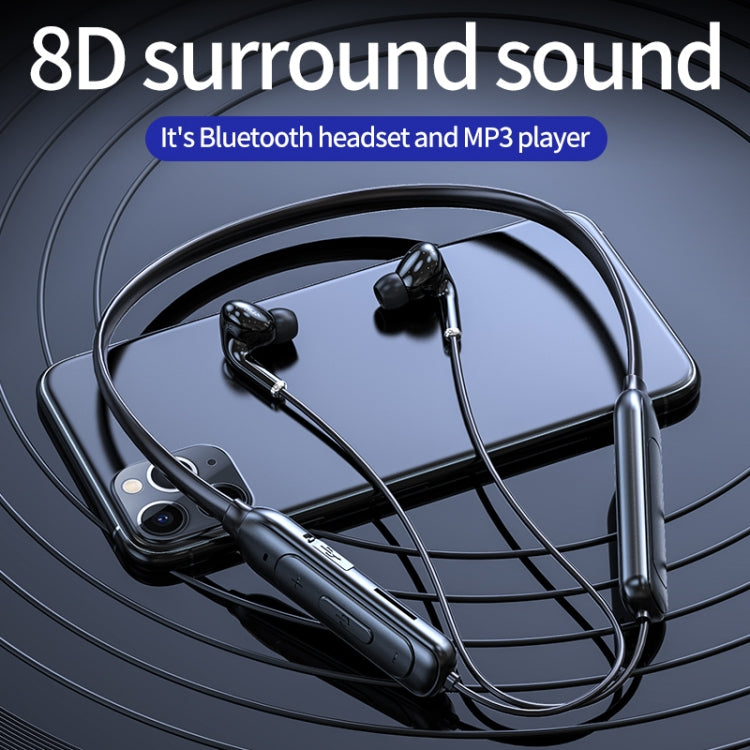 M60 8D Surround Sound Wireless Neck-mounted 5.1 Bluetooth Earphone Support TF Card MP3 Mode(Black)