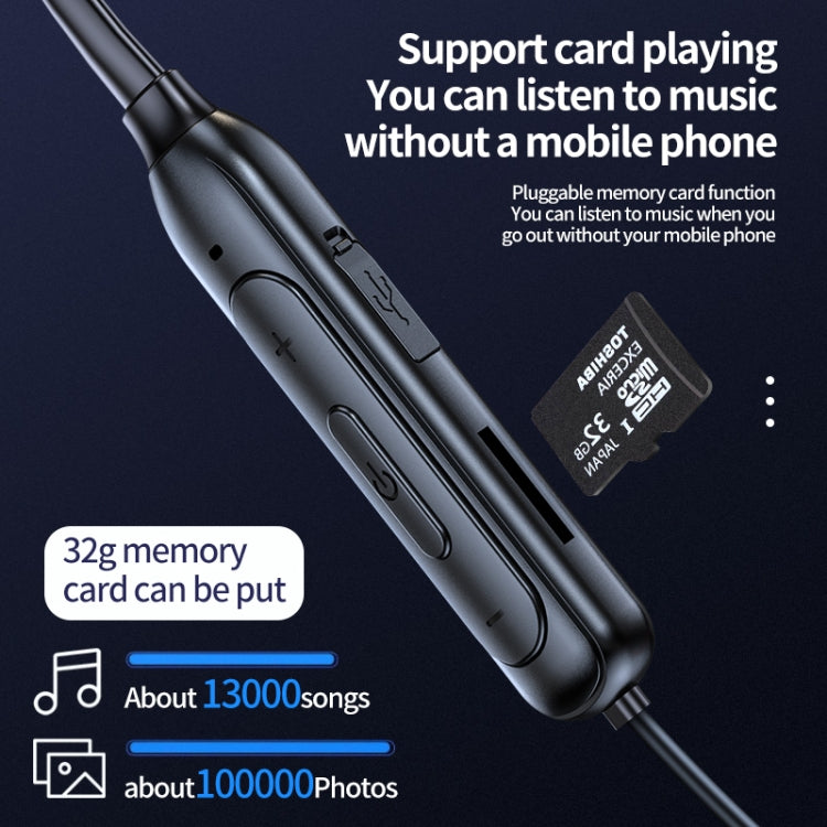 M60 8D Surround Sound Wireless Neck-mounted 5.1 Bluetooth Earphone Support TF Card MP3 Mode(Black)