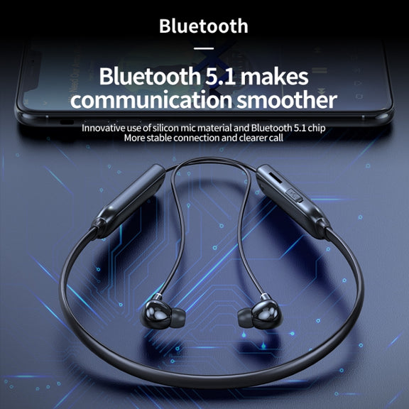 M60 8D Surround Sound Wireless Neck-mounted 5.1 Bluetooth Earphone Support TF Card MP3 Mode(White)