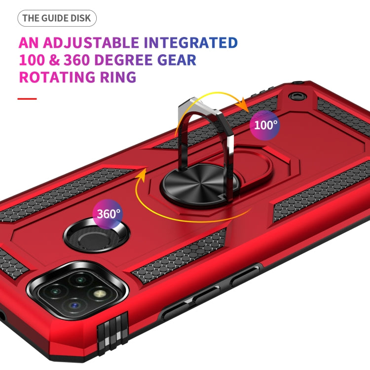 For Xiaomi Redmi 9C Shockproof TPU + PC Protective Case with 360 Degree Rotating Holder(Black)