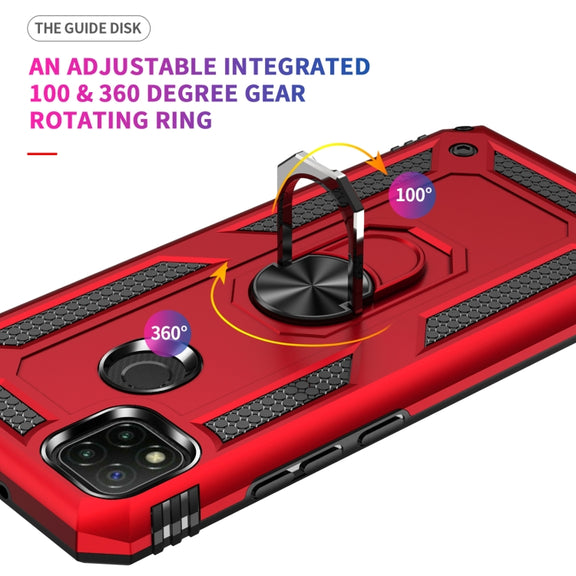For Xiaomi Redmi 9C Shockproof TPU + PC Protective Case with 360 Degree Rotating Holder(Black)