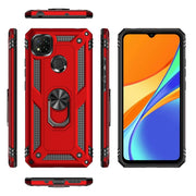 For Xiaomi Redmi 9C Shockproof TPU + PC Protective Case with 360 Degree Rotating Holder(Black)