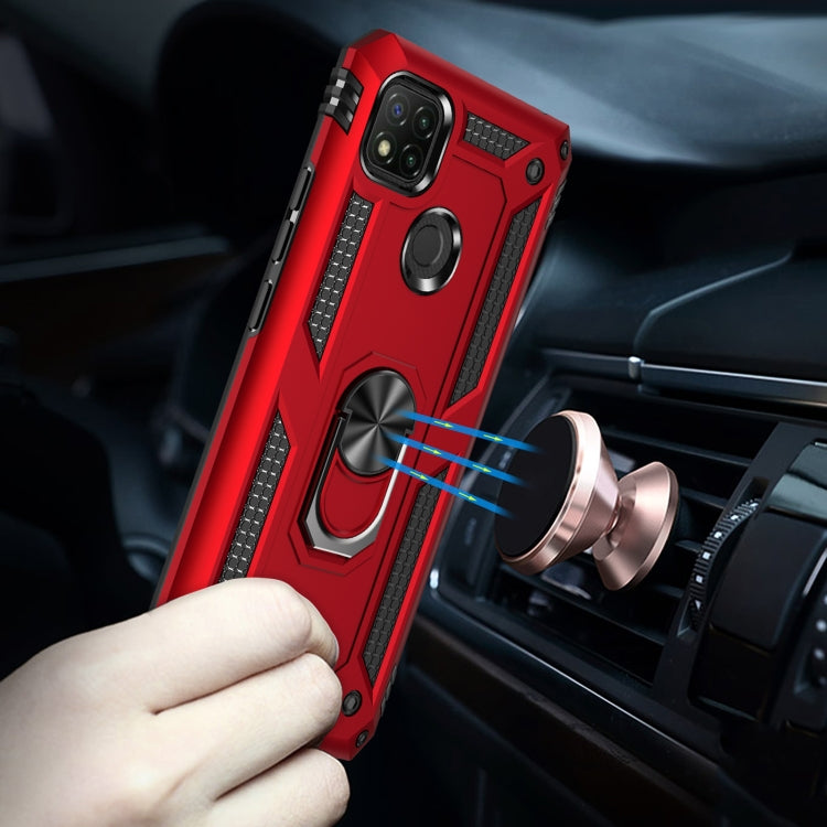 For Xiaomi Redmi 9C Shockproof TPU + PC Protective Case with 360 Degree Rotating Holder(Gold)