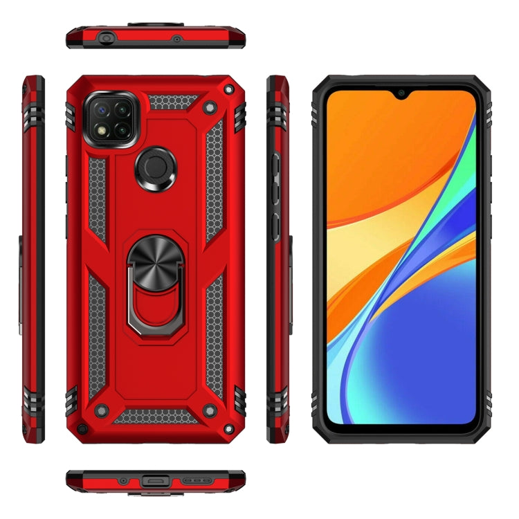 For Xiaomi Redmi 9C Shockproof TPU + PC Protective Case with 360 Degree Rotating Holder(Gold)