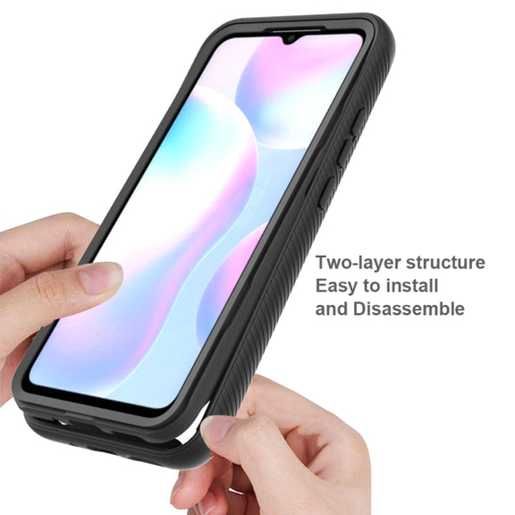 For Xiaomi Redmi 9A Starry Sky Solid Color Series Shockproof PC + TPU Protective Case(Navy Blue)
