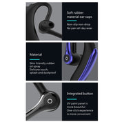 F910 Bluetooth 5.0 Hanging Ear Style Dual Mic Noise Cancelling Bluetooth Earphone(Black Blue)