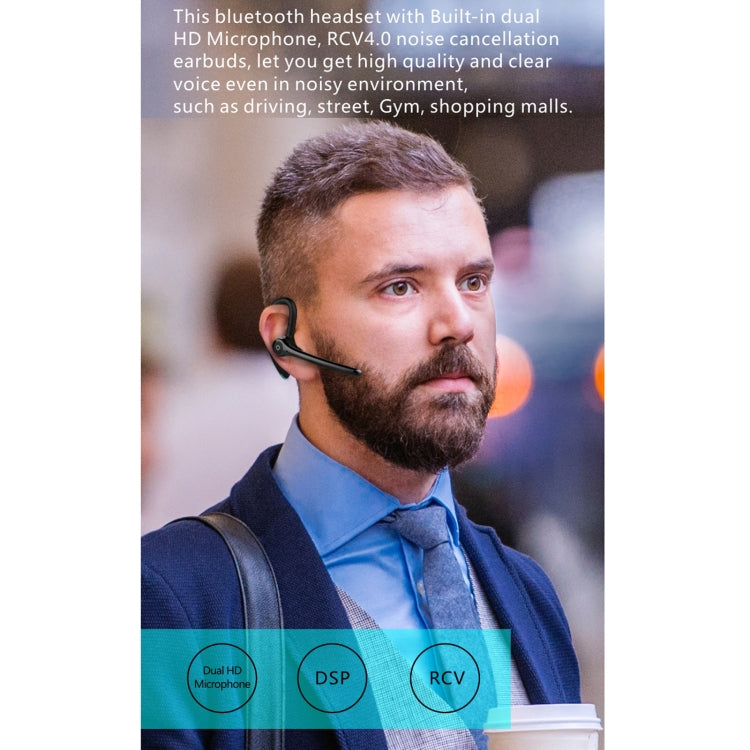 F910 Bluetooth 5.0 Hanging Ear Style Dual Mic Noise Cancelling Bluetooth Earphone(Black Blue)