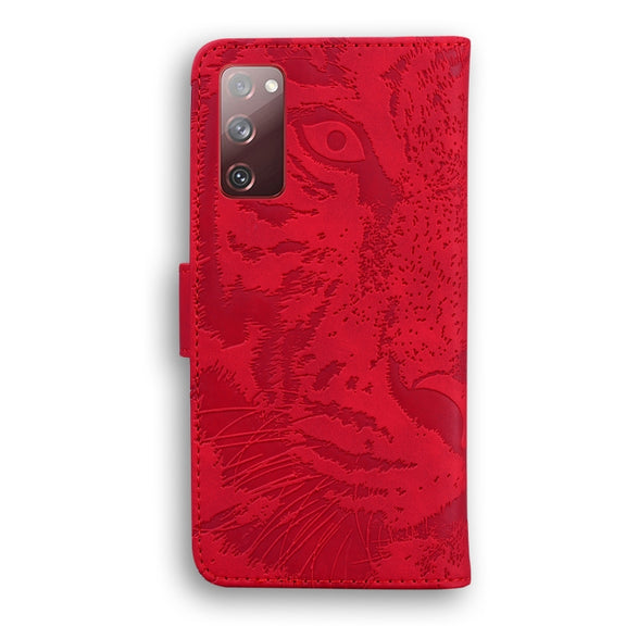 For Samsung Galaxy S20 FE / S20 FE 5G / S20 Lite Tiger Embossing Pattern Horizontal Flip Leather Case with Holder & Card Slots & Wallet(Red)