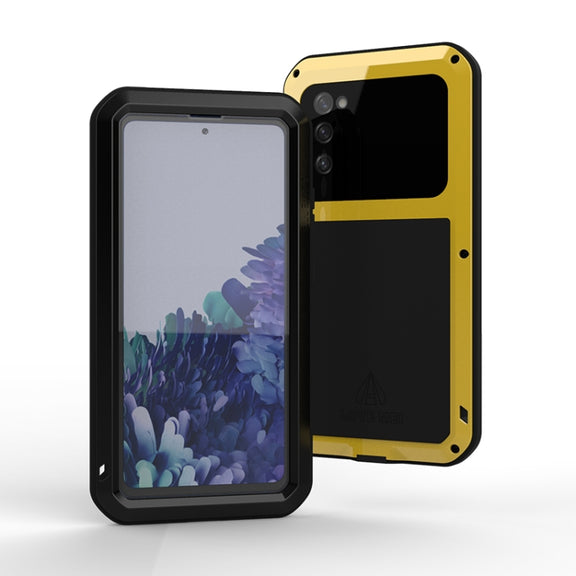 For Samsung Galaxy S20 FE LOVE MEI Metal Shockproof Water-resistant Dustproof Protective Case with Glass(Silver)