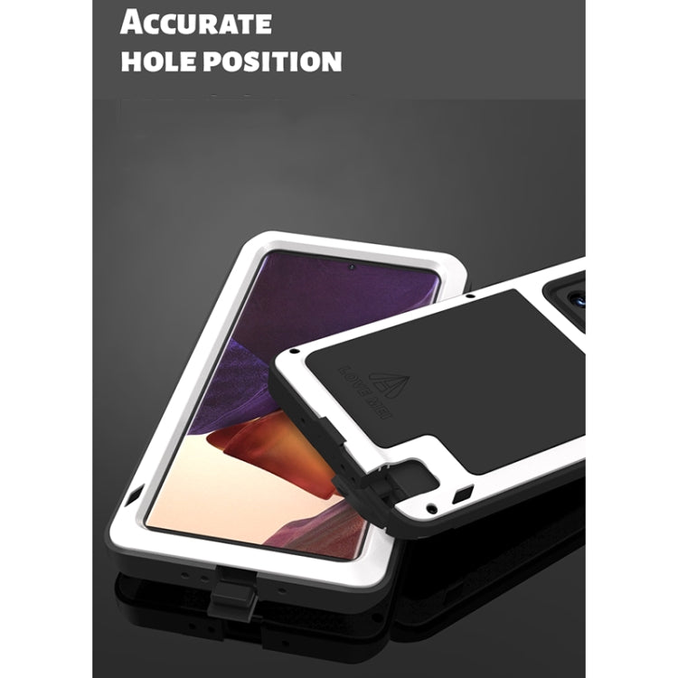 For Samsung Galaxy Note 20 Ultra LOVE MEI Metal Shockproof Water-resistant Dustproof Protective Case without Glass(Silver)