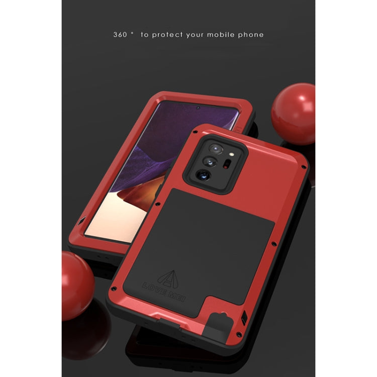 For Samsung Galaxy Note 20 Ultra LOVE MEI Metal Shockproof Water-resistant Dustproof Protective Case without Glass(Red)