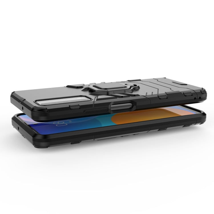 For Huawei P Smart (2021) PC + TPU Shockproof Protective Case with Magnetic Ring Holder(Blue)