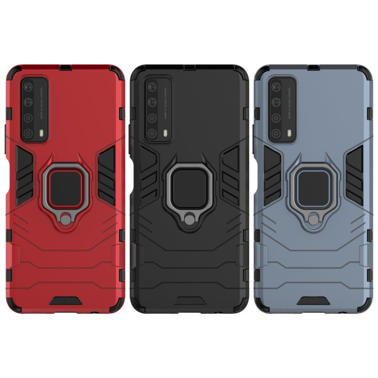 For Huawei P Smart (2021) PC + TPU Shockproof Protective Case with Magnetic Ring Holder(Blue)