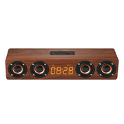 W8C Wooden Clock Subwoofer Bluetooth Speaker, Support TF Card & U Disk & 3.5mm AUX(Brown Wood)