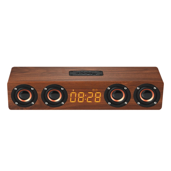 W8C Wooden Clock Subwoofer Bluetooth Speaker, Support TF Card & U Disk & 3.5mm AUX(Brown Wood)