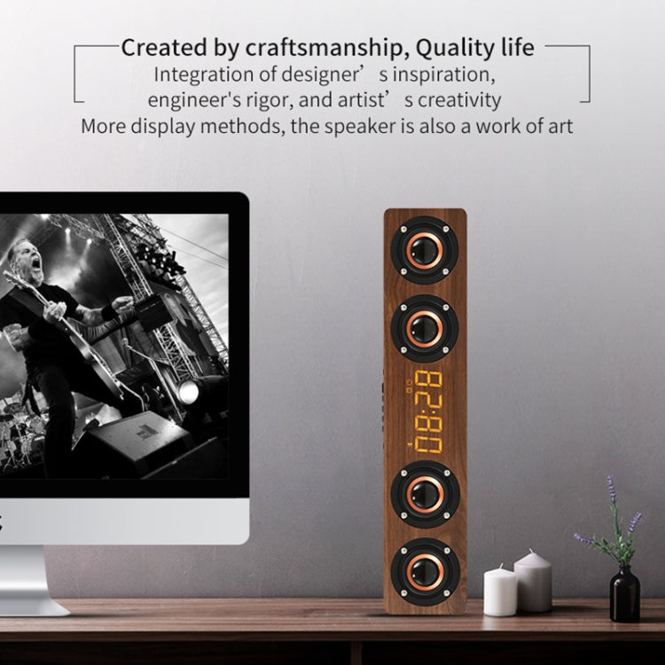 W8C Wooden Clock Subwoofer Bluetooth Speaker, Support TF Card & U Disk & 3.5mm AUX(Brown Wood)