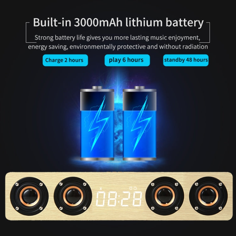 W8C Wooden Clock Subwoofer Bluetooth Speaker, Support TF Card & U Disk & 3.5mm AUX(Brown Wood)