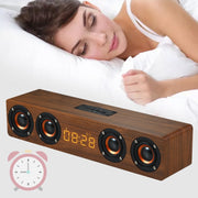 W8C Wooden Clock Subwoofer Bluetooth Speaker, Support TF Card & U Disk & 3.5mm AUX(Brown Wood)