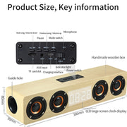 W8C Wooden Clock Subwoofer Bluetooth Speaker, Support TF Card & U Disk & 3.5mm AUX(Brown Wood)