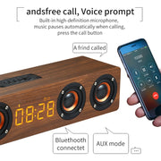 W8C Wooden Clock Subwoofer Bluetooth Speaker, Support TF Card & U Disk & 3.5mm AUX(Brown Wood)