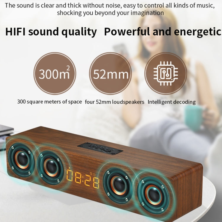 W8C Wooden Clock Subwoofer Bluetooth Speaker, Support TF Card & U Disk & 3.5mm AUX(Brown Wood)