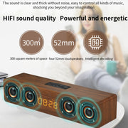 W8C Wooden Clock Subwoofer Bluetooth Speaker, Support TF Card & U Disk & 3.5mm AUX(Brown Wood)