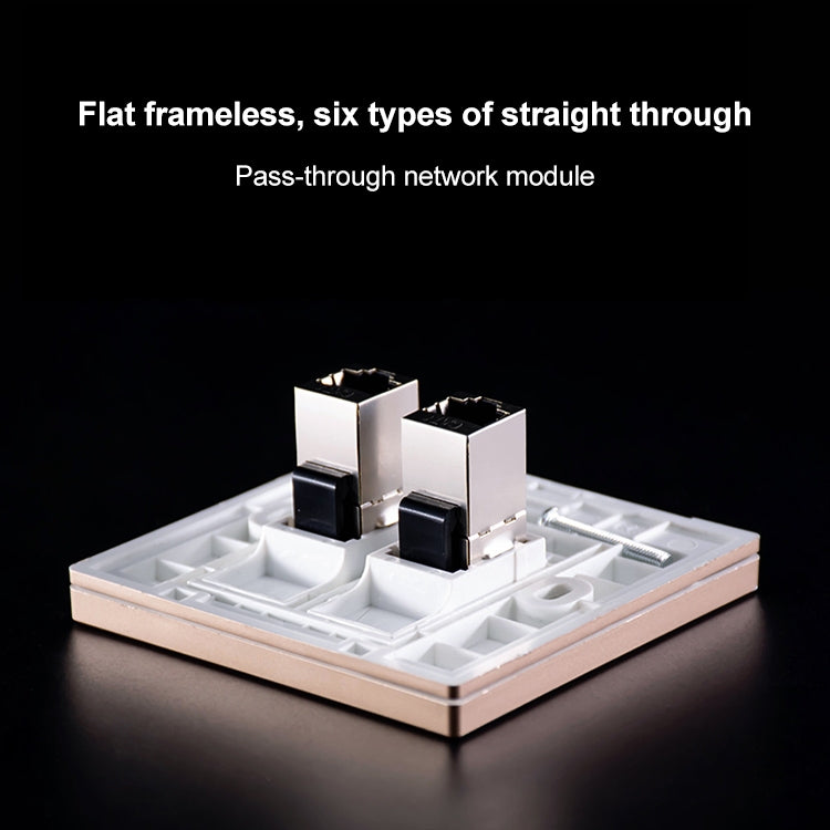CAT.6 Shielded Pass-through Network Module, Single Port Panel + Shielded Pass-through(White)