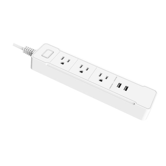 C198A 2 USB Ports + 3 US Sockets WiFi Smart Power Plug Socket, Compatible with Alexa and Google Home, AC 110V-240V, US Plug(White)