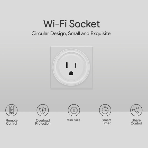 SA-003 10A Mini WiFi Plug Timing Smart Socket Works with Alexa & Google Home, AC 100-240V, US Plug