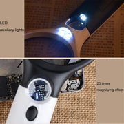 Reading Visual Magnifier with 3 LED Light, Mini Portable 3-45X Handheld Reading Visual Magnifier with 3 LED Light(White)