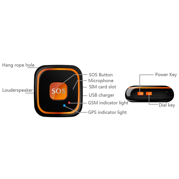 V28 Necklace Style GSM Mini LBS WiFi AGPS Tracker SOS Communicator(Black)