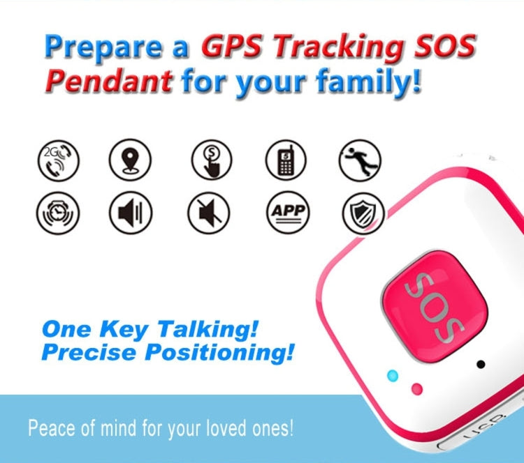 V28 Necklace Style GSM Mini LBS WiFi AGPS Tracker SOS Communicator(Black)