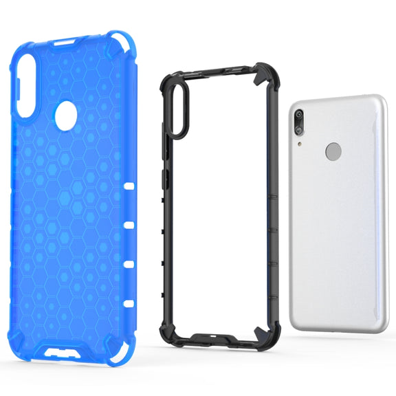 Honeycomb Shockproof PC + TPU Case for Huawei Y7(2019) (Black)