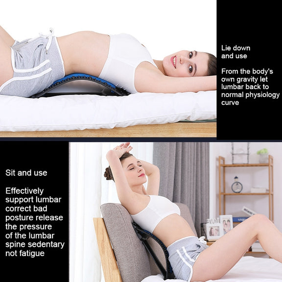 Lumbar Traction Stretching Device Posture Corrector Waist Support Spine Pain Relief Back Massage Stretcher(Black Red)