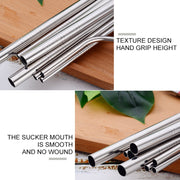 4pcs Reusable Stainless Steel Drinking Straw + Cleaner Brush Set Kit,  215*6mm(Rose Gold)