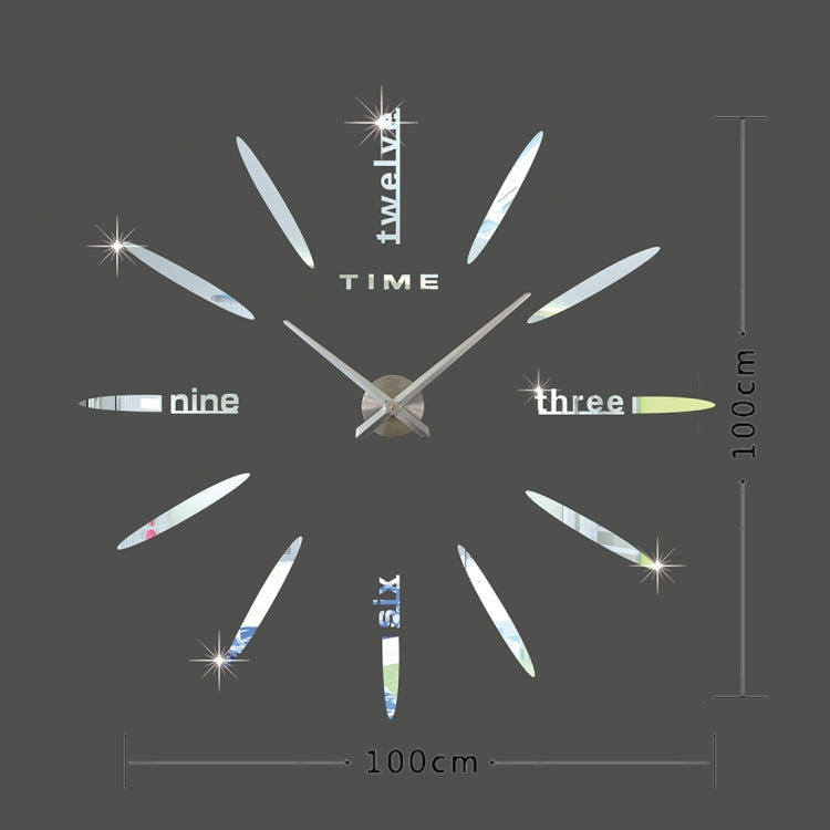 Bedroom Home Decor Large 3D Mirror DIY Wall Sticker Clock, Size: 100*100cm(Silver)