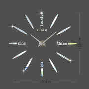 Bedroom Home Decor Large 3D Mirror DIY Wall Sticker Clock, Size: 100*100cm(Silver)