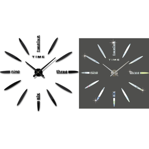 Bedroom Home Decor Large 3D Mirror DIY Wall Sticker Clock, Size: 100*100cm(Silver)