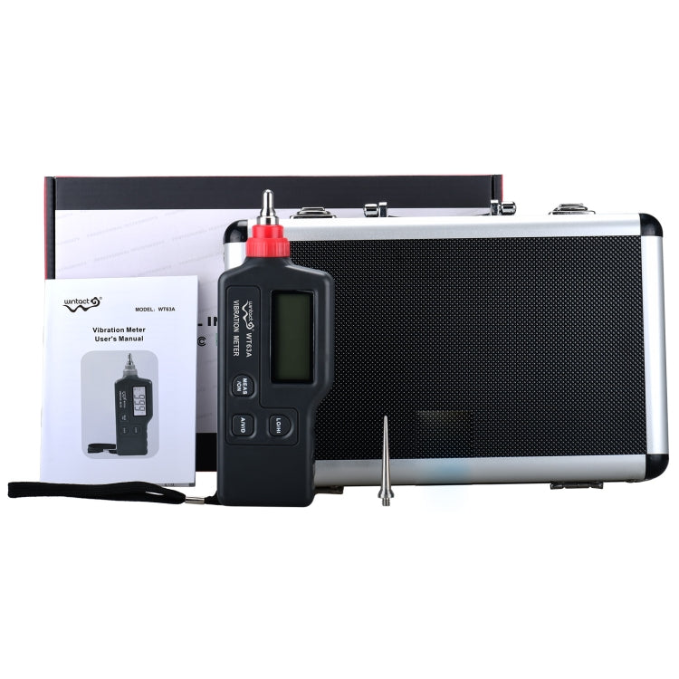 Wintact WT63A Vibration Meter Digital Tester Vibrometer Analyzer Acceleration Velocity(Black Red)