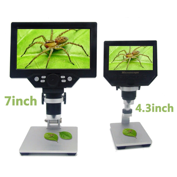 G1200 7 inch LCD Screen 1200X Portable Electronic Digital Desktop Stand Microscope, US Plug