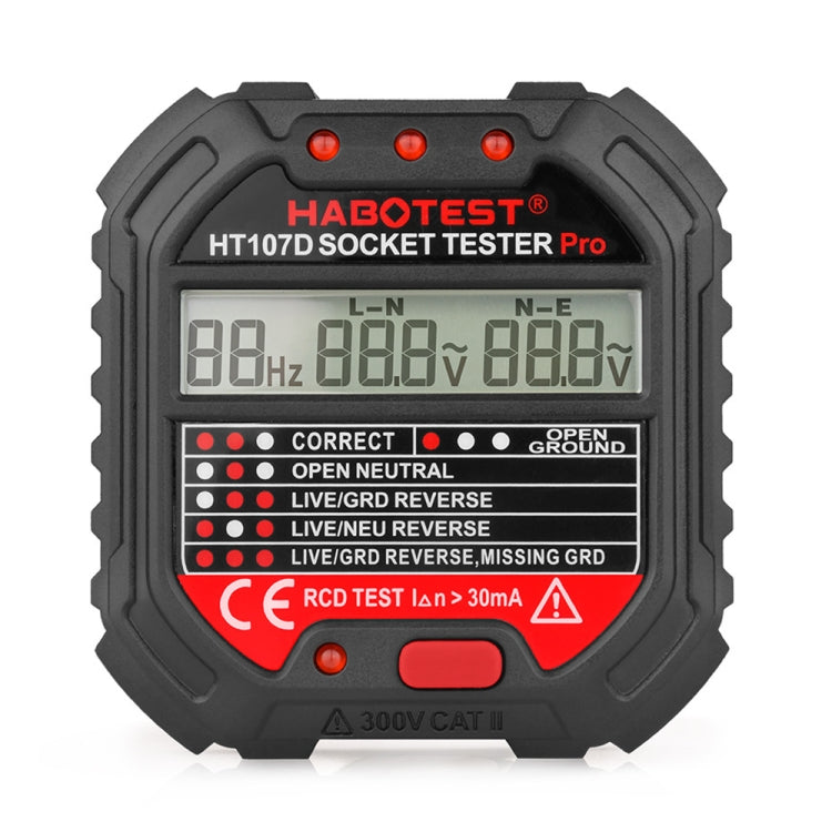 HABOTEST HT107D Multifunctional Digital Display Socket Tester (UK Plug)