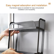 Kitchen Single Layer Magnetic Refrigerator Rack Storage Holder (Black)