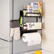 Kitchen Double Layers Magnetic Refrigerator Rack Storage Holder (Black)