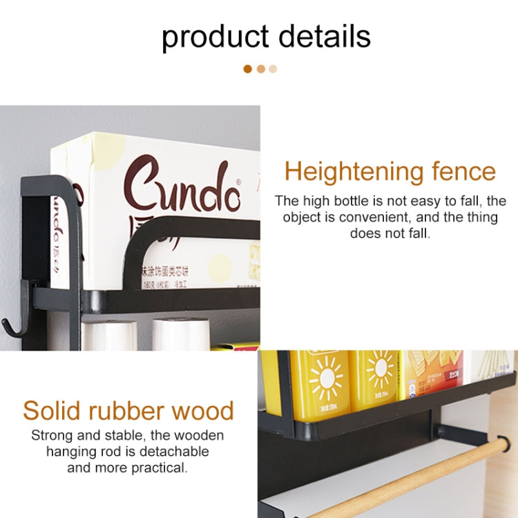 Kitchen Double Layers Magnetic Refrigerator Rack Storage Holder (Black)