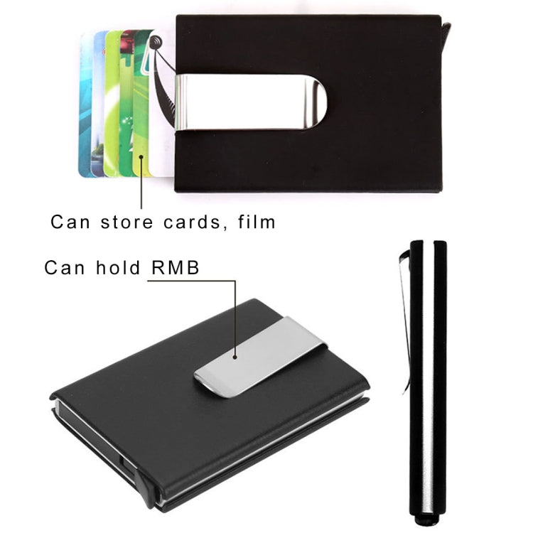Carbon Fiber Antimagnetic Solid Color Credit Card Holder Money Clip Wallet, Size: 10*6.6cm(Black)